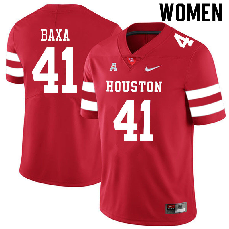 Women #41 Bubba Baxa Houston Cougars College Football Jerseys Sale-Red - Click Image to Close